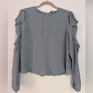 WAYF (where are you from) muted teal silky blouse